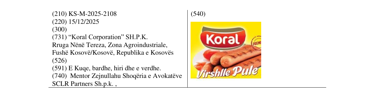 Zëri i markës Koral në buletin