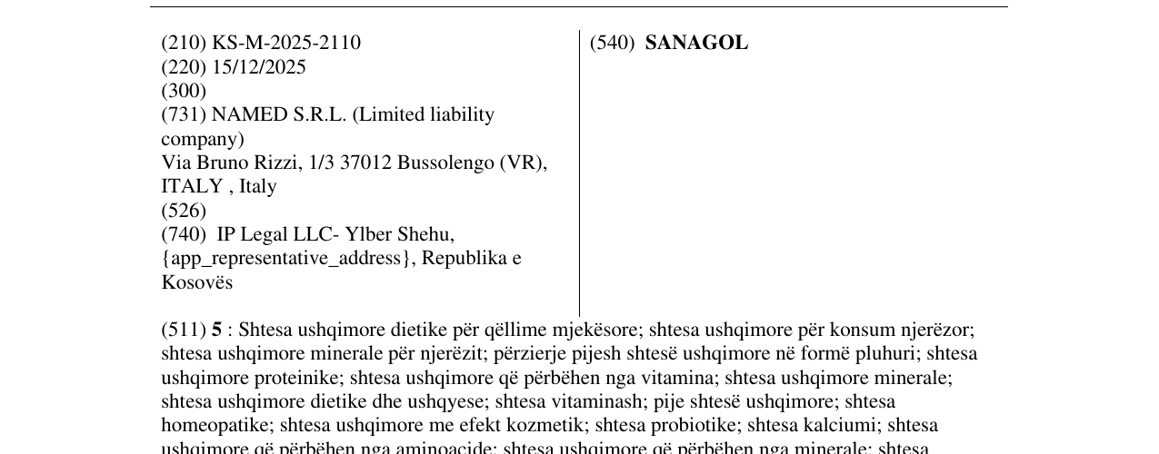 Zëri i markës SANAGOL në buletin