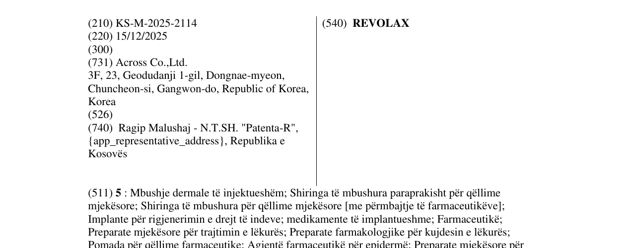 Zëri i markës REVOLAX në buletin