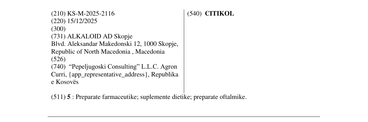 Zëri i markës CITIKOL në buletin