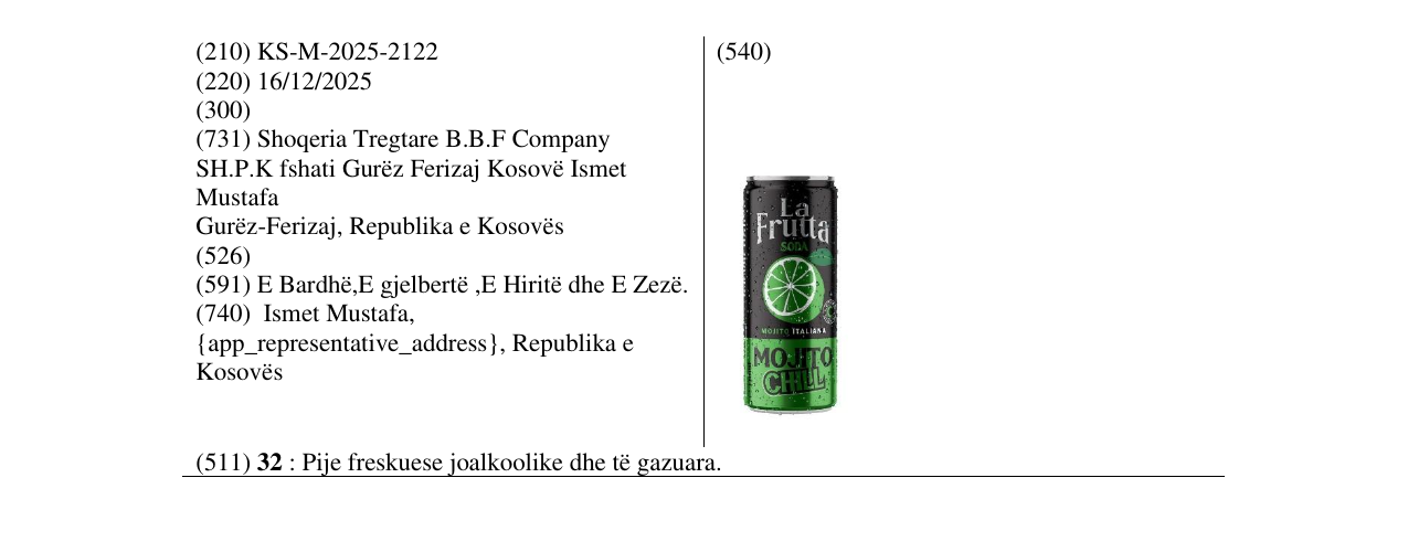 Zëri i markës La Frutta në buletin