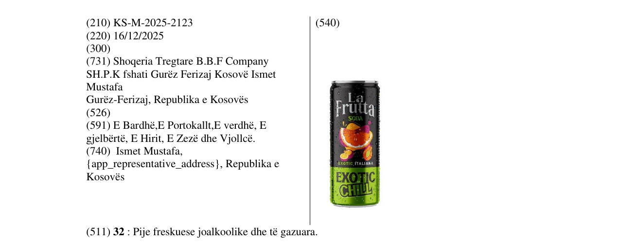 Zëri i markës La Frutta në buletin