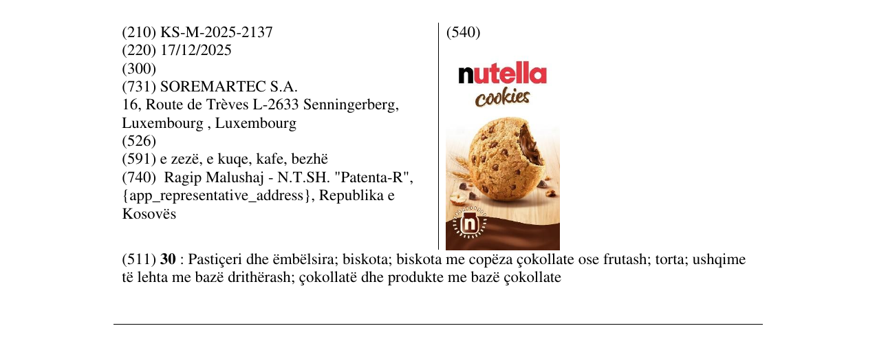 Zëri i markës nutella cookies në buletin