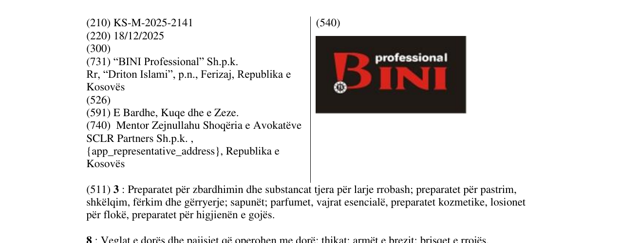 Zëri i markës BINI në buletin