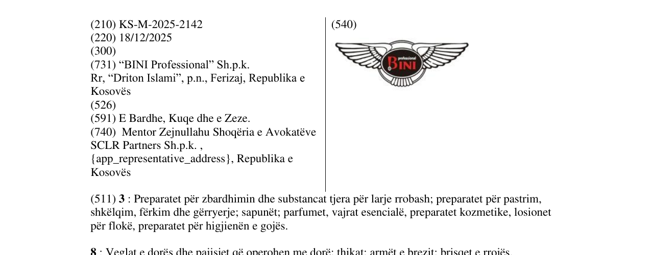 Zëri i markës BINI në buletin