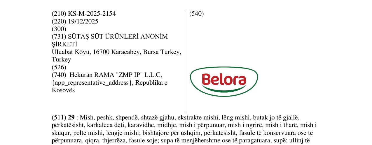 Zëri i markës Belora në buletin