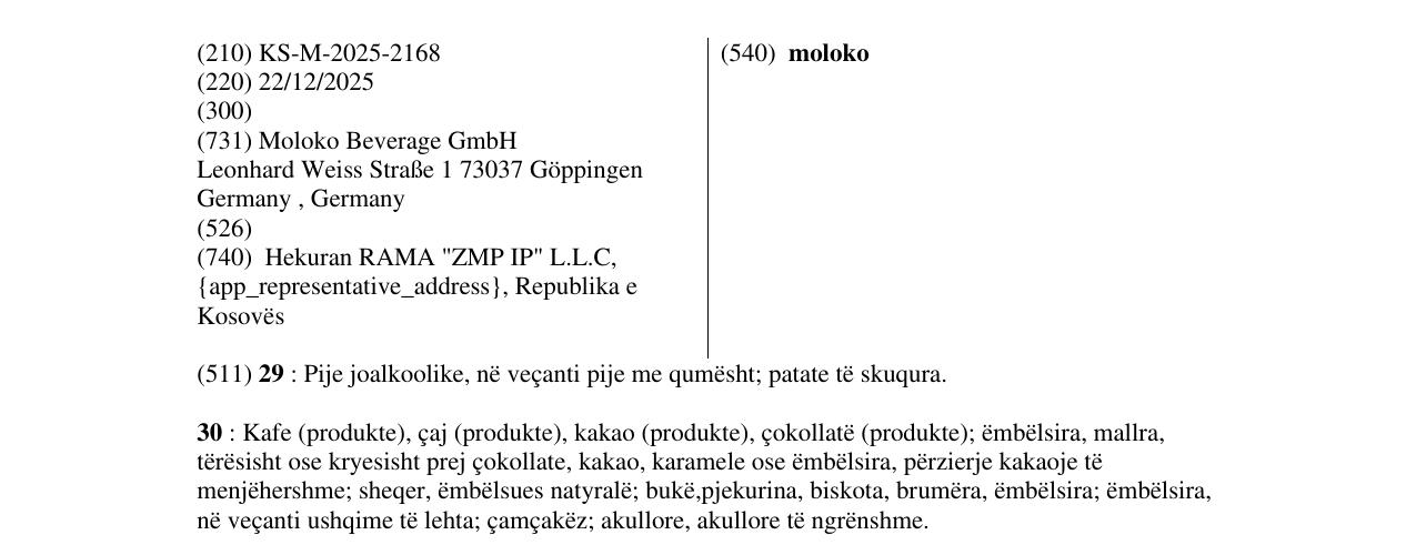 Zëri i markës moloko në buletin