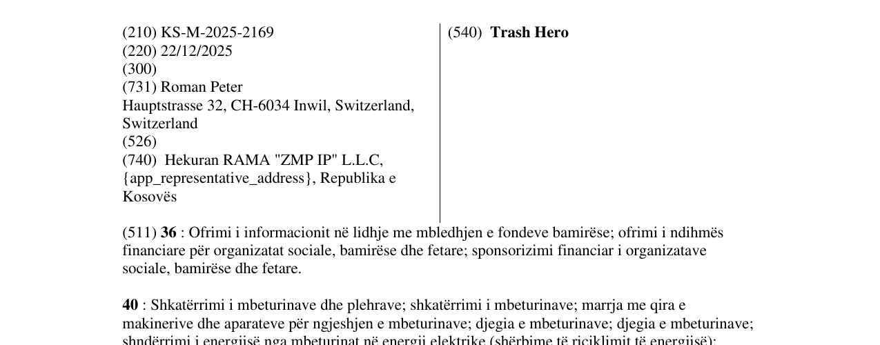 Zëri i markës Trash Hero në buletin