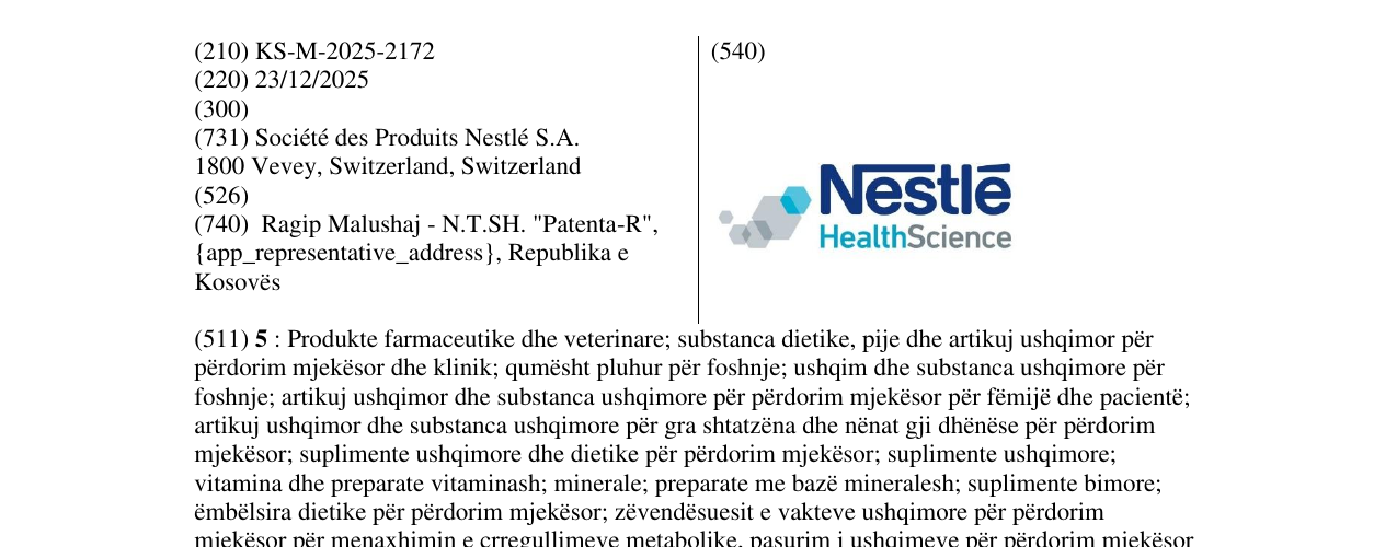 Zëri i markës Nestle Health Science në buletin