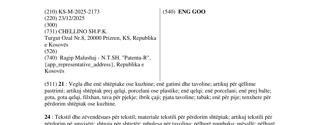 Zëri i markës ENG GOO në buletin