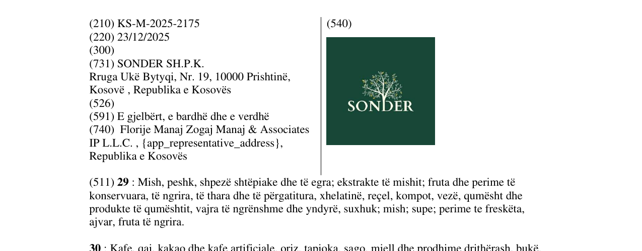 Zëri i markës SONDER në buletin
