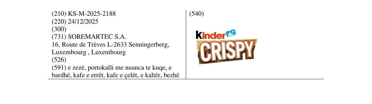 Zëri i markës Kinder CRISPY në buletin