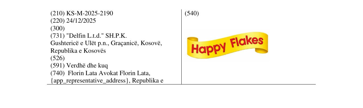 Zëri i markës Happy Flakes në buletin