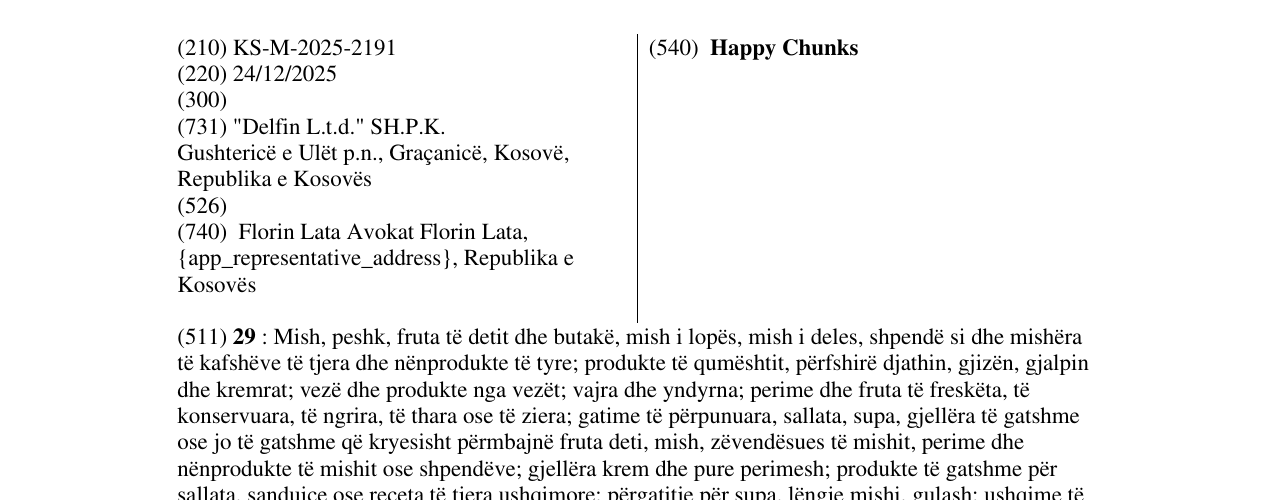 Zëri i markës Happy Chunks në buletin