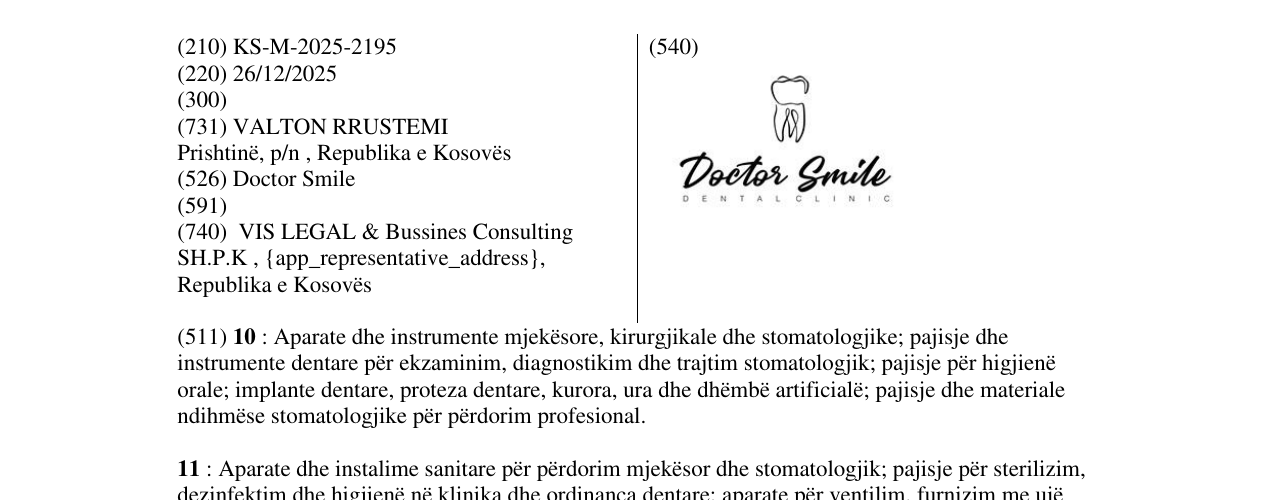 Zëri i markës Doctor Smile në buletin