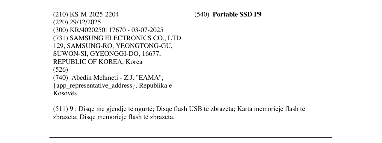 Zëri i markës Portable SSD P9 në buletin