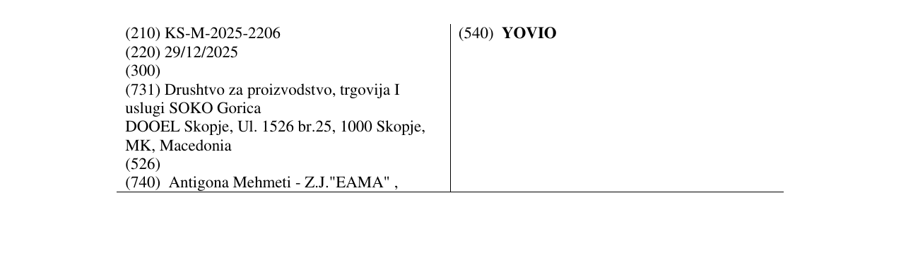 Zëri i markës YOVIO në buletin