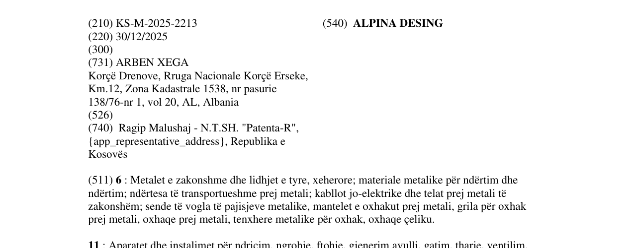 Zëri i markës ALPINA DESING në buletin