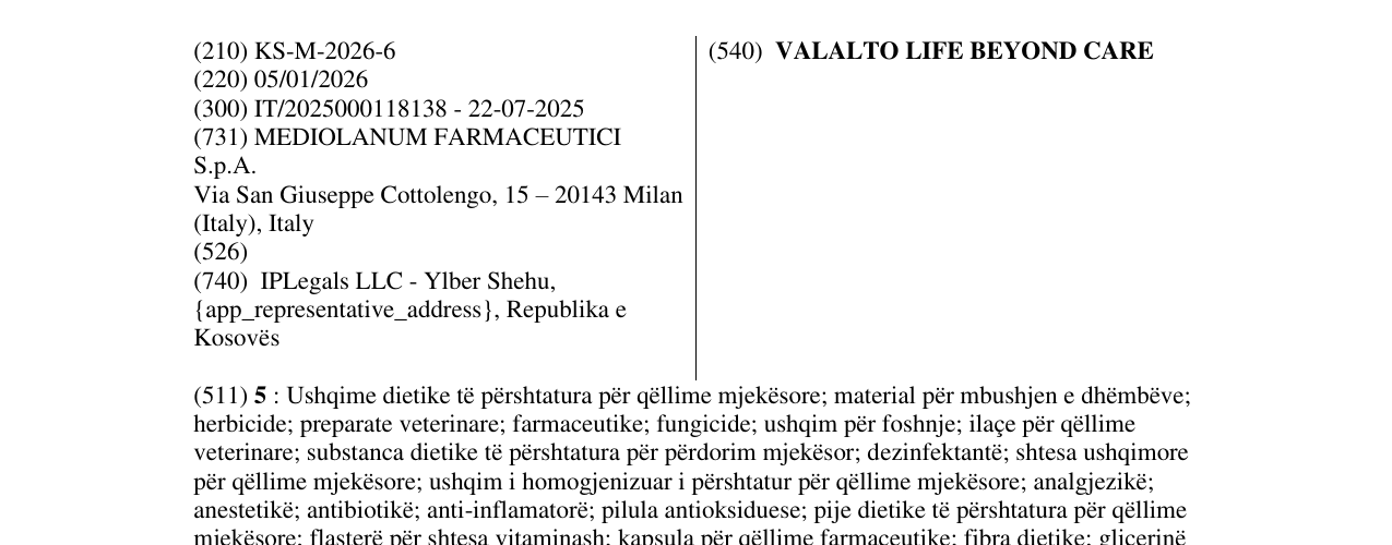 Zëri i markës VALALTO LIFE BEYOND CARE në buletin
