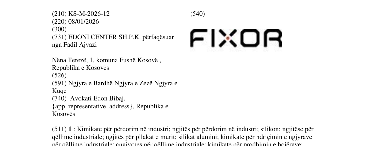 Zëri i markës FIXOR në buletin