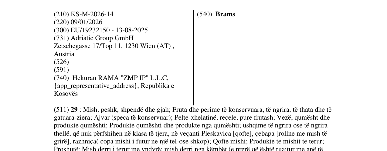 Zëri i markës Brams në buletin