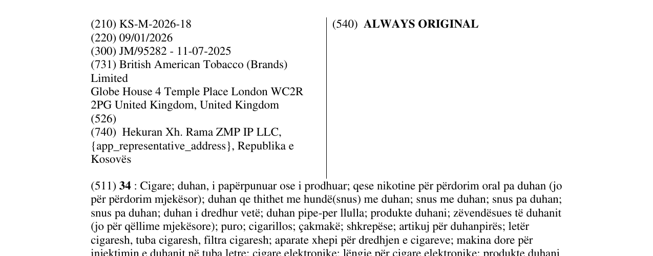 Zëri i markës ALWAYS ORIGINAL në buletin