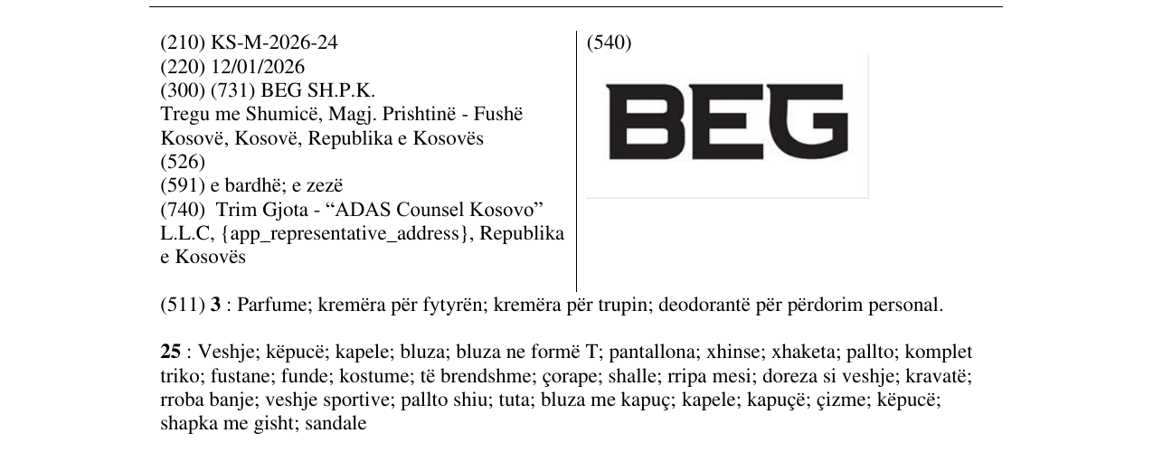 Zëri i markës BEG në buletin