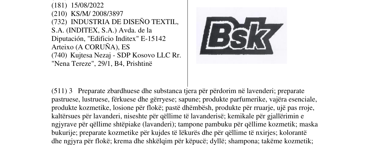 Zëri i markës Bsk në buletin