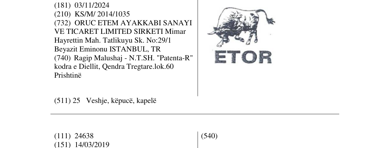 Zëri i markës ETOR në buletin