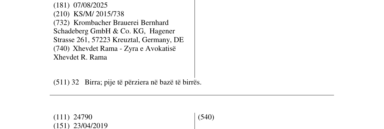 Zëri i markës Krombacher Radler në buletin
