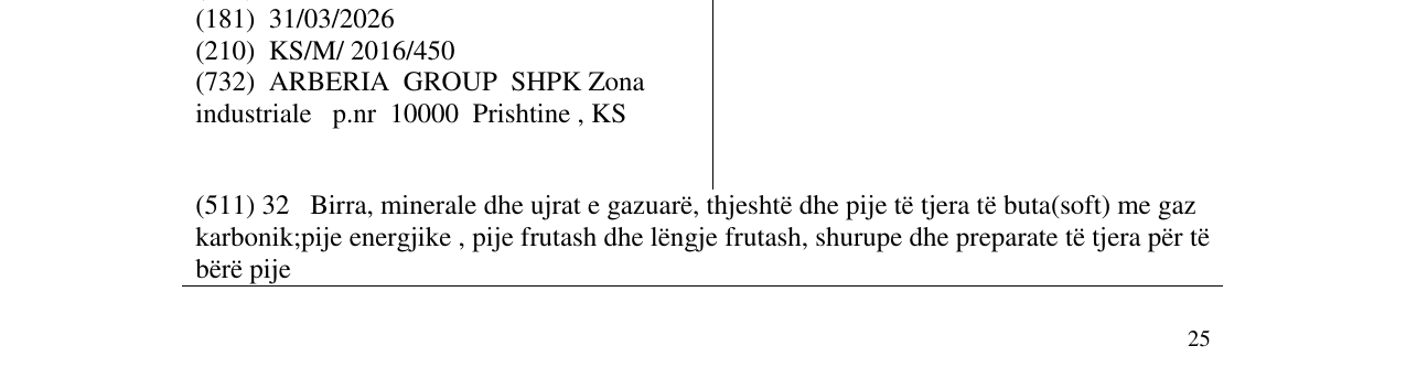 Zëri i markës FRUTAVE në buletin