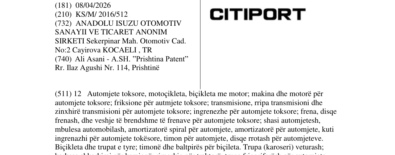 Zëri i markës CITIPORT në buletin