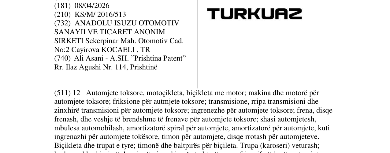 Zëri i markës TURKUAZ në buletin