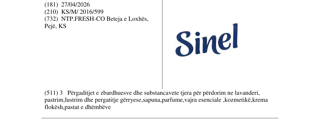 Zëri i markës Sinel në buletin