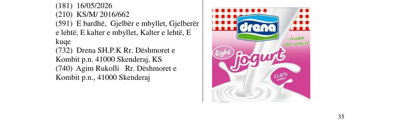 Zëri i markës drena jogurt në buletin