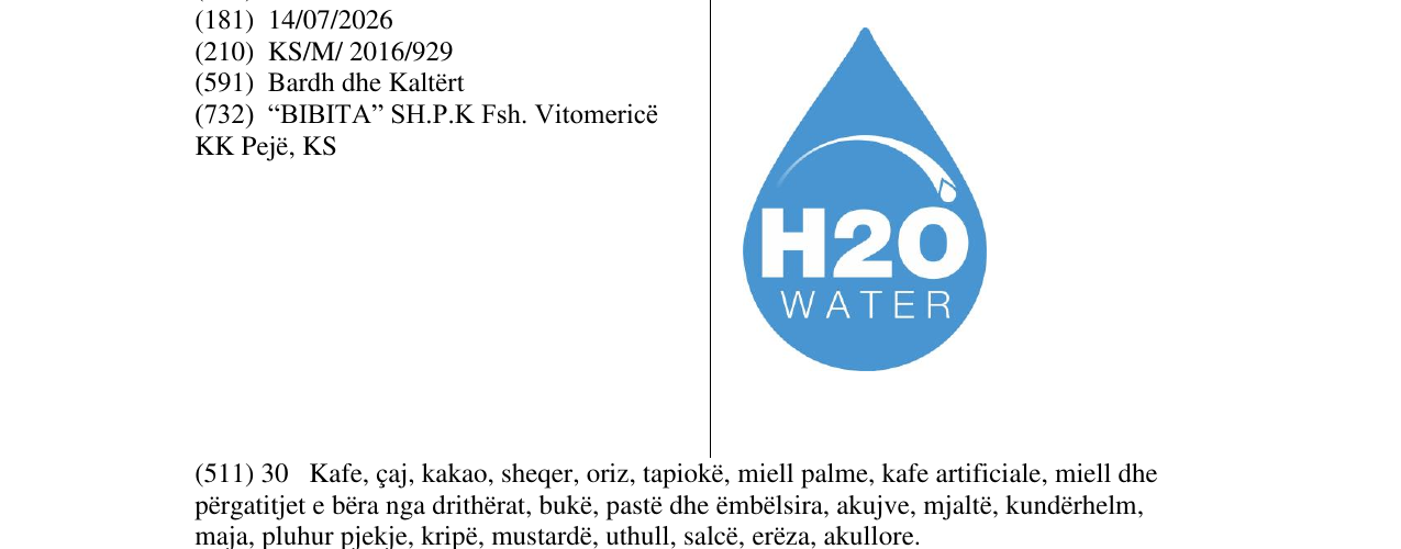 Zëri i markës H2O WATER në buletin
