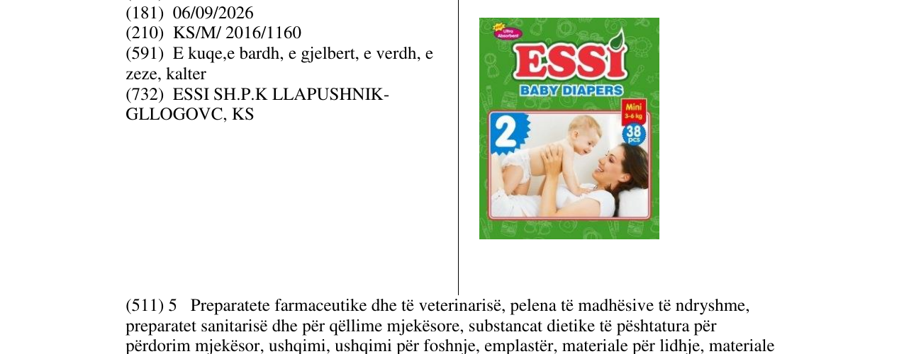 Zëri i markës ESSI BABY DIAPERS në buletin