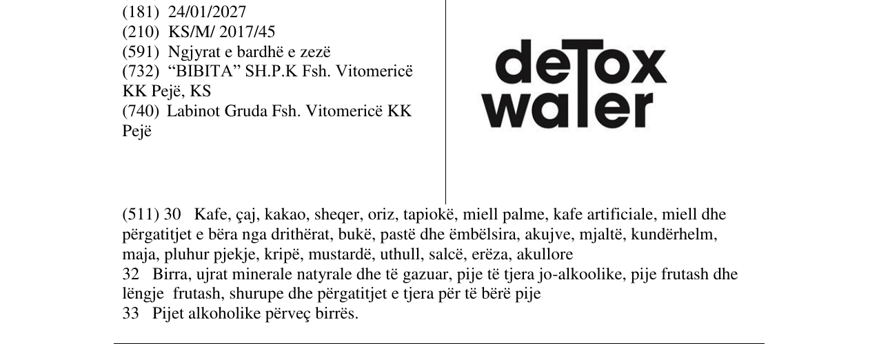 Zëri i markës deToxWater në buletin