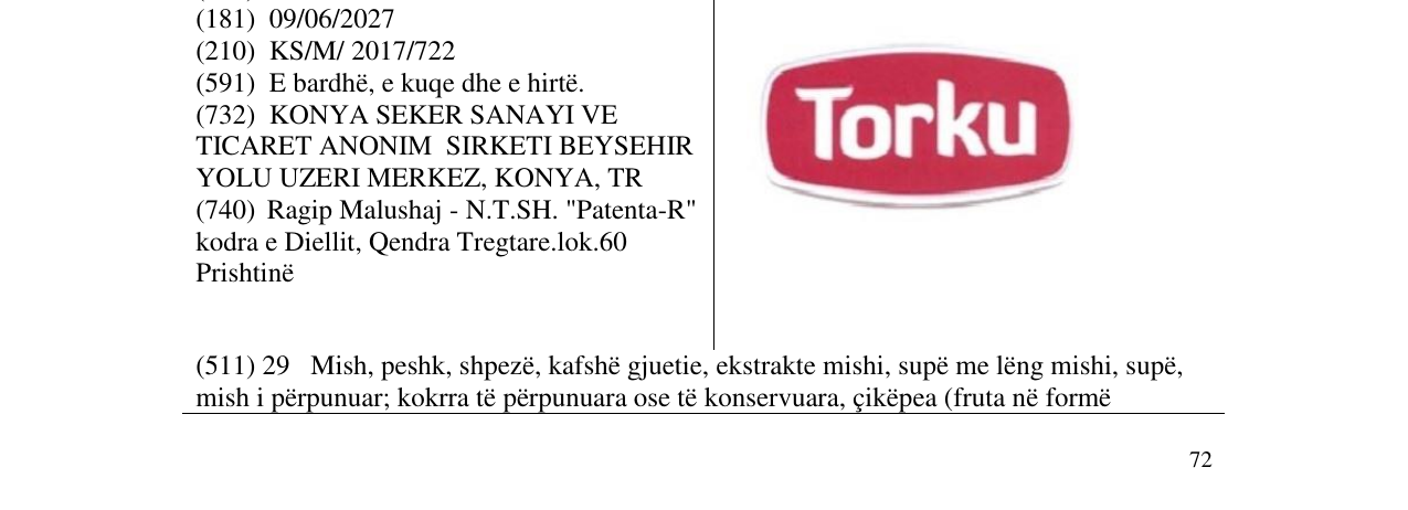 Zëri i markës Torku në buletin