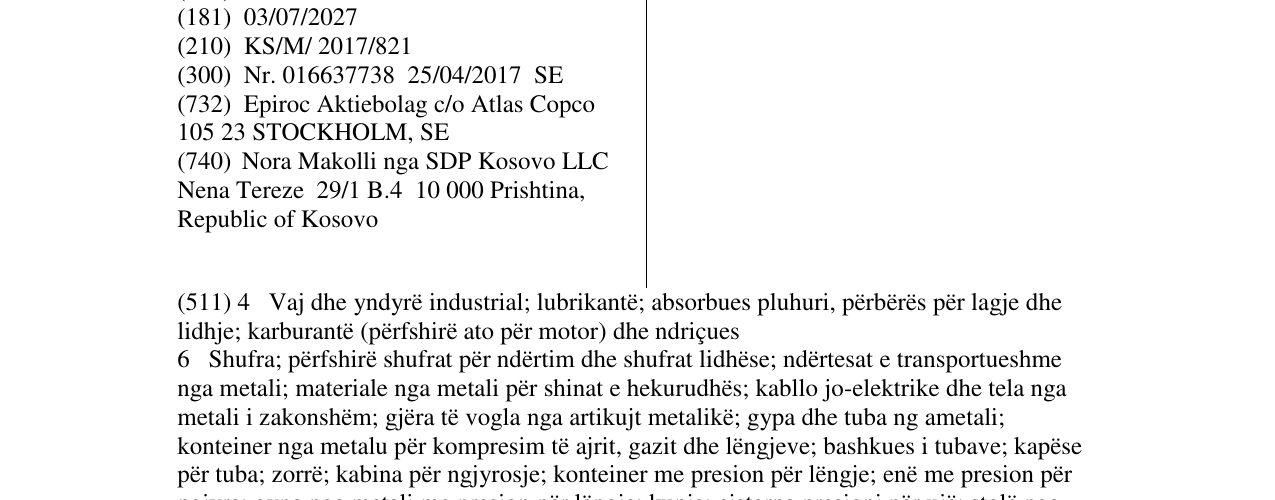 Zëri i markës EPIROC në buletin