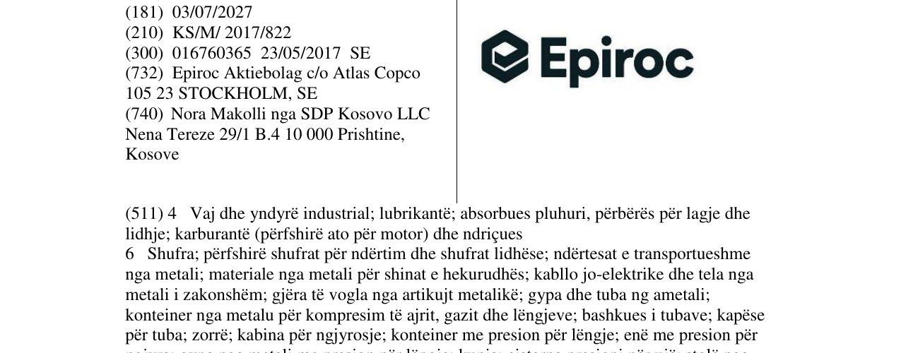 Zëri i markës Epiroc në buletin