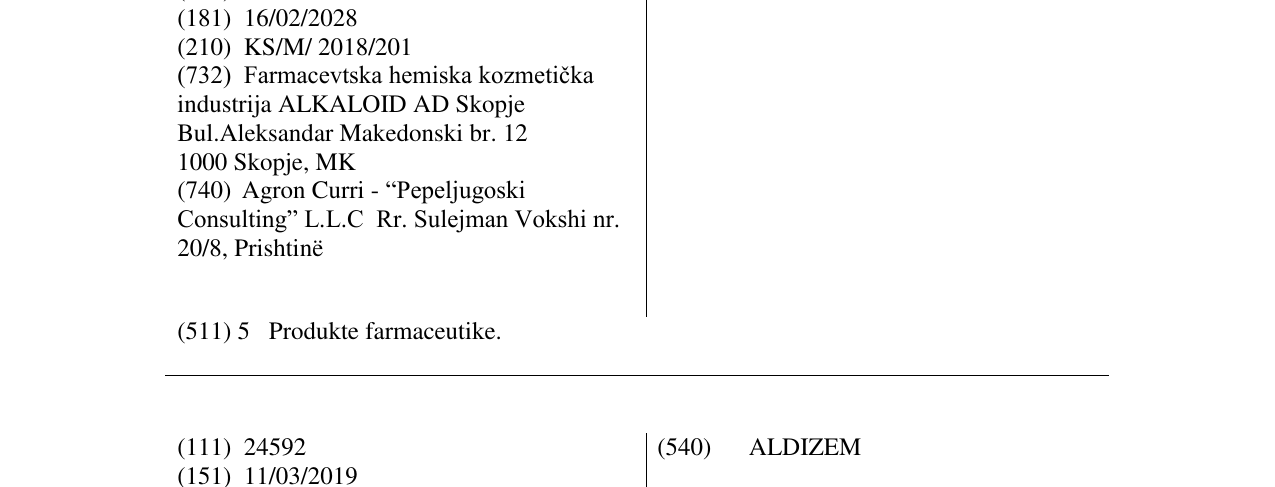 Zëri i markës ALMACIN në buletin