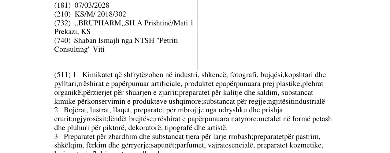 Zëri i markës BRUPHARM në buletin