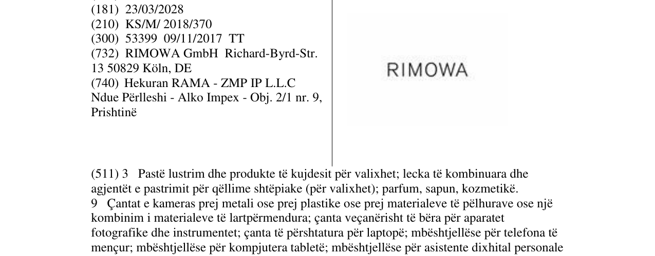 Zëri i markës RIMOWA në buletin