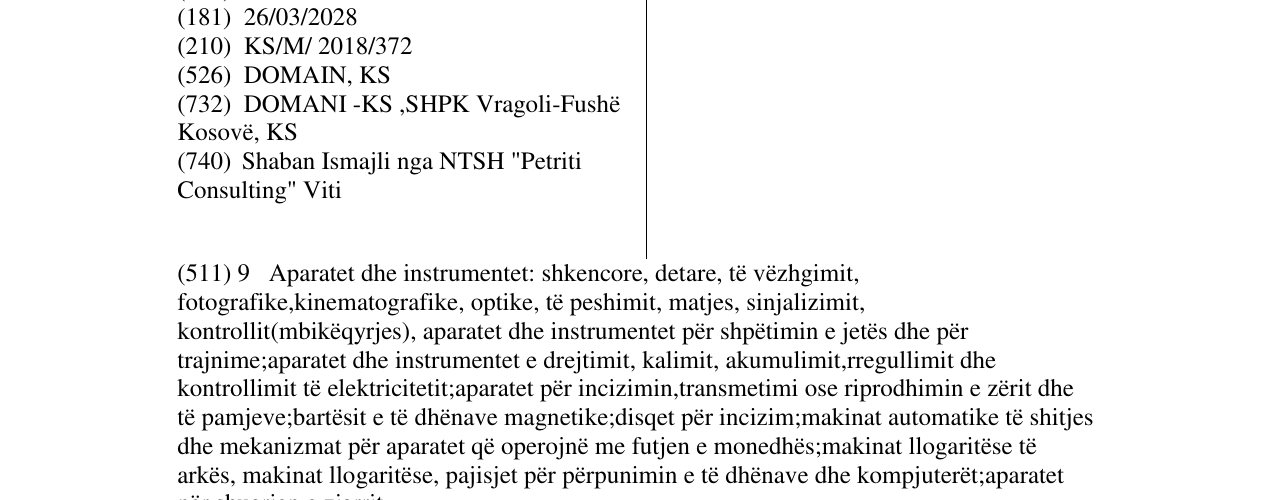 Zëri i markës DOMAIN -KS në buletin