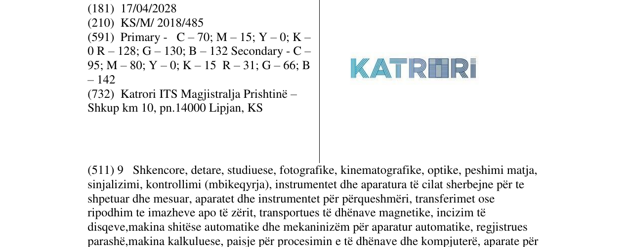 Zëri i markës KATRORI në buletin