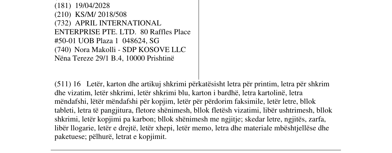 Zëri i markës PRODIGI në buletin