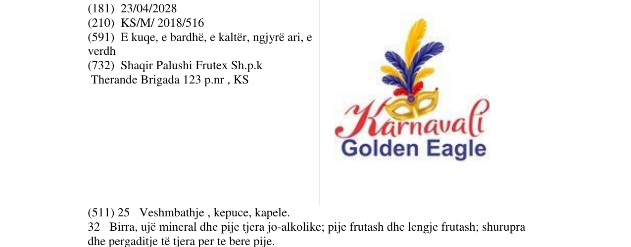 Zëri i markës Karnavali Golden Eagle në buletin