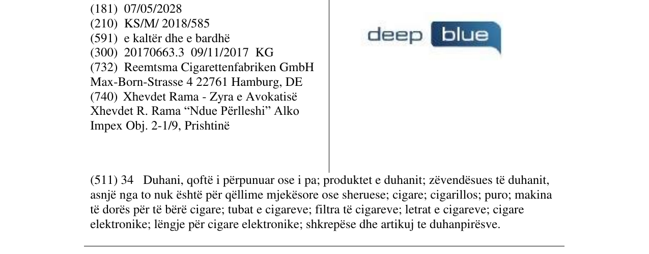 Zëri i markës deep blue në buletin