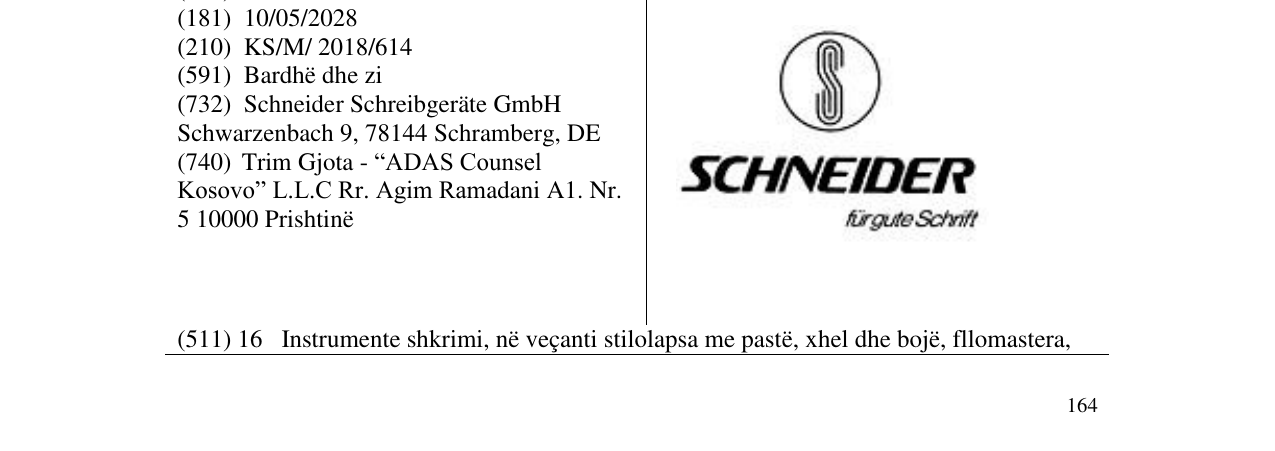 Zëri i markës SCHNEIDER furgute Schrift në buletin